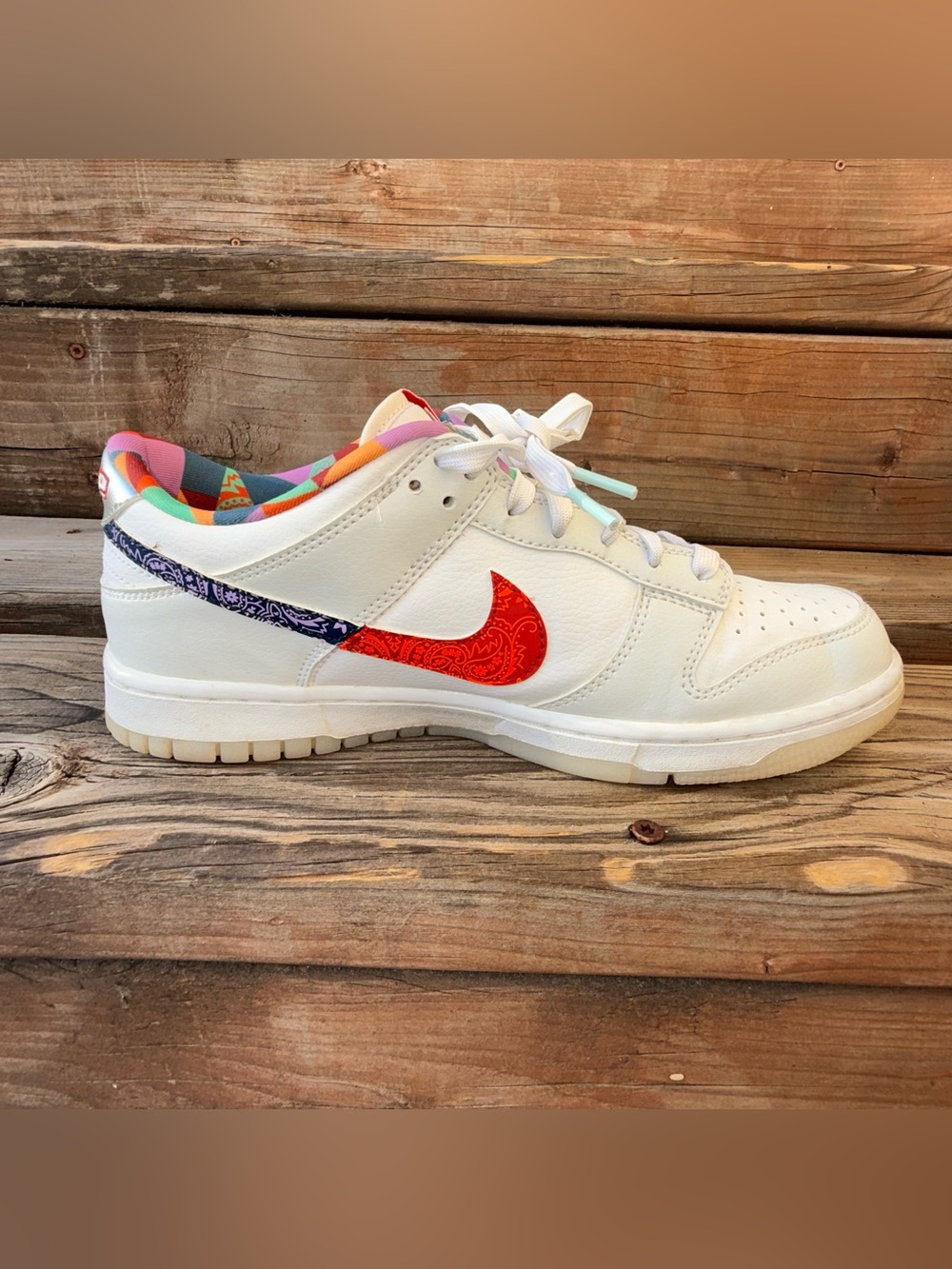 Nike Dunk Low GS 7Y Women’s 8.5 Multi-Color Paisley FN8913-141 White - Picture 2 of 10